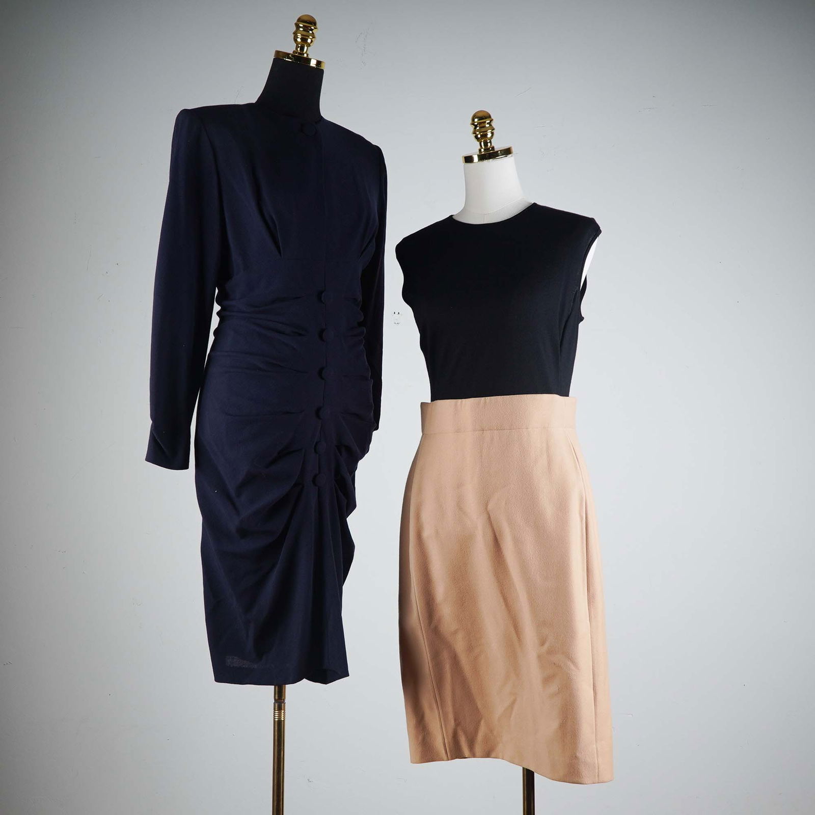 Bruce Oldfield Navy Wool Dress and Gianfranco Ferre Colorblock Dress (1 of 9)