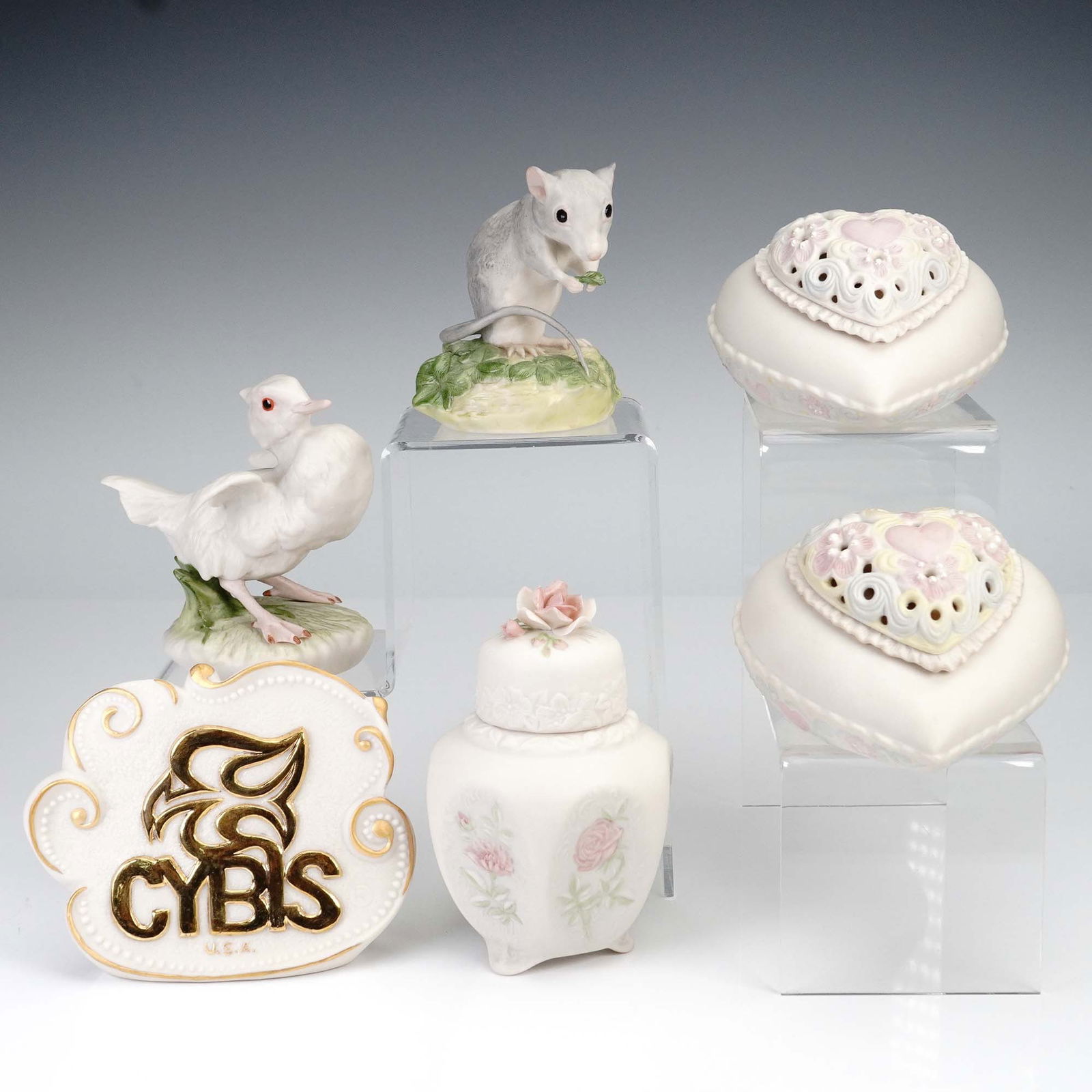 6pc Cybis Bisque Porcelain Figurines and Trinket Boxes (1 of 10)