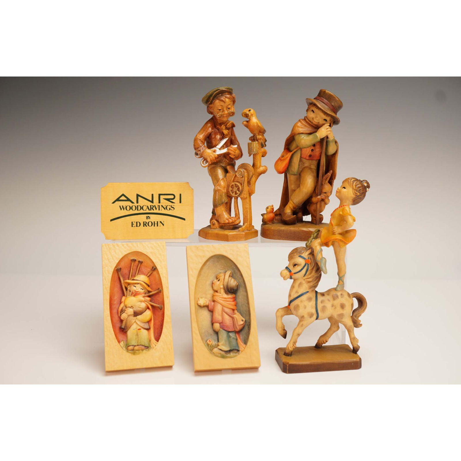 6pc ANRI Hand Carved Wood Figurines and Relief Plaques (1 of 6)