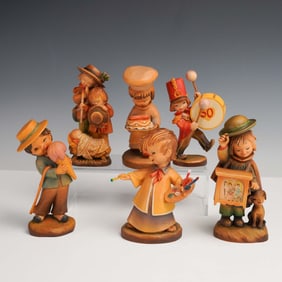6pc Anri Hand-Carved Wooden Figurines by J. Ferrandiz, Artisans