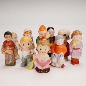 10pc Vintage Japanese Bisque Hand Painted Dolls