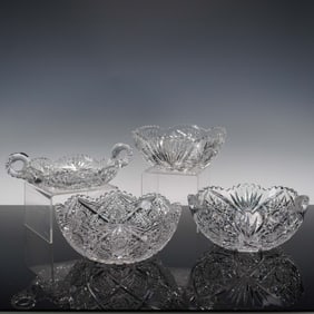 4pc American Brilliant Cut Crystal Bowls