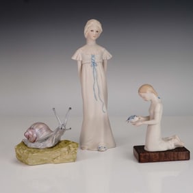 3pc Cybis Porcelain Figurines, Betty Blue First Flight Sir Henry
