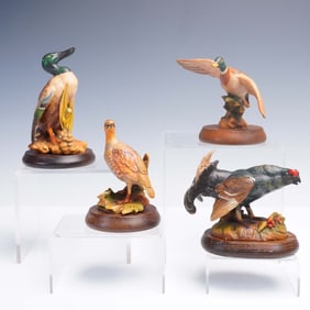 4pc Anri Bird Woodcarvings by Gunther Granget