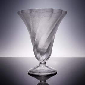 Lalique Crystal Lucie Vase, Flared Fan Form