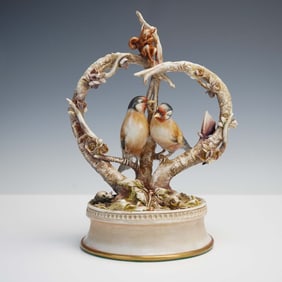 A. Borsato Porcelain Figurine, Birds on Blossoming Branch