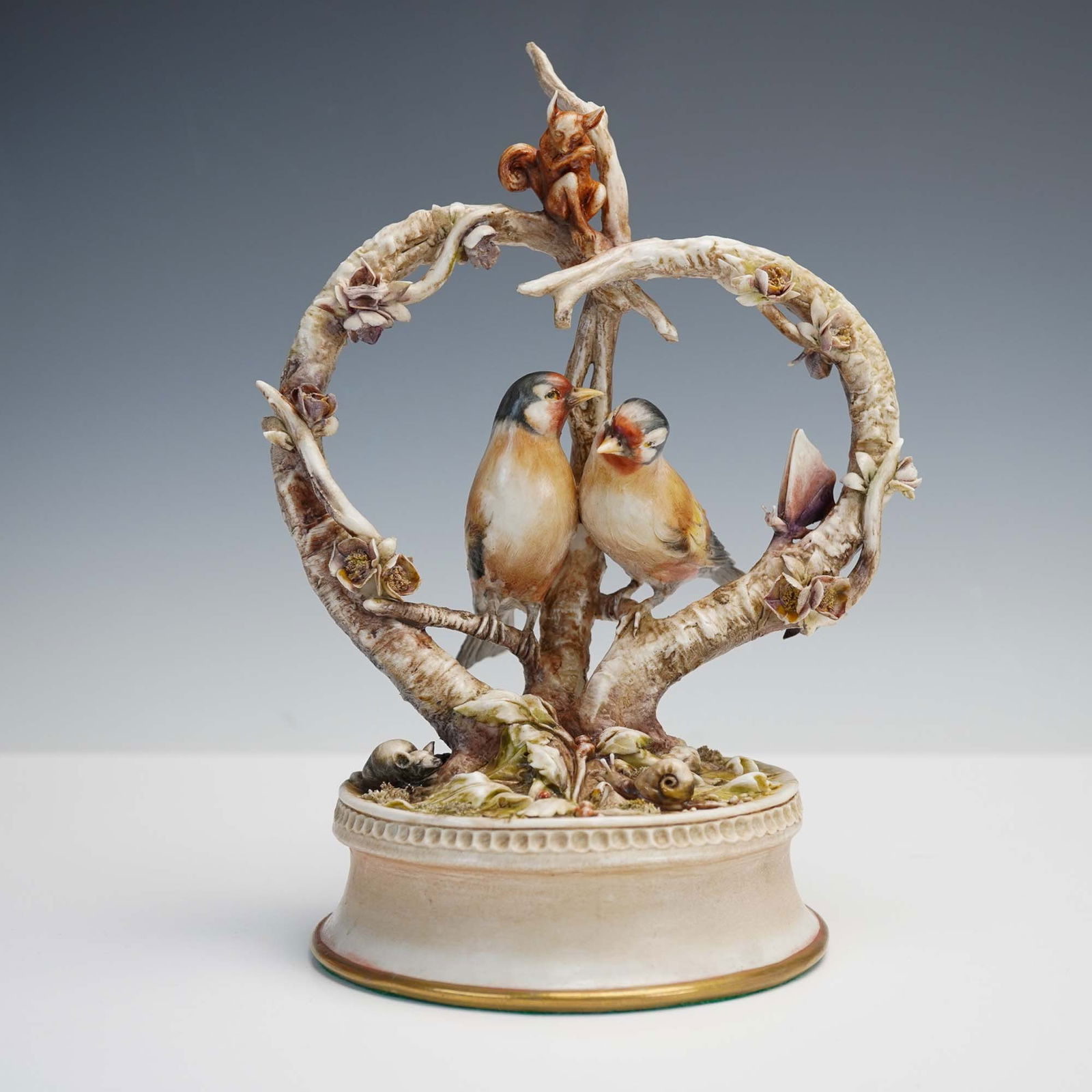 A. Borsato Porcelain Figurine, Birds on Blossoming Branch (1 of 8)