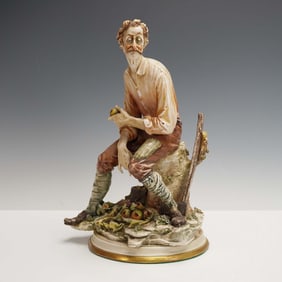 Borsato Porcelain Figurine, Man with Axe Eating Apple