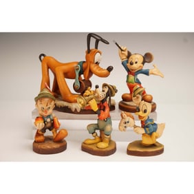 5pc Anri for Walt Disney Carved Wood Figurines