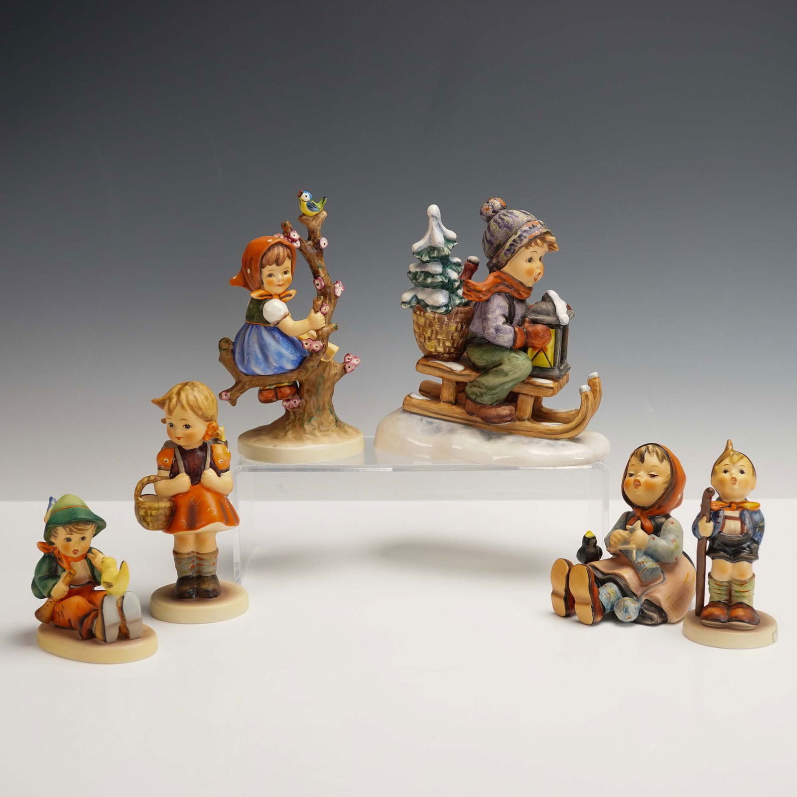 6pc Hummel Goebel Figurines Featuring Ride Into Christmas and Girl in Tree (1 of 3)