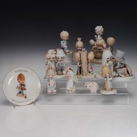 12pc Precious Moments Porcelain Figurines and Plate