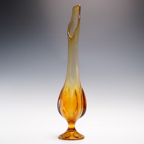 Amber Swung Glass Vase with Petal Base