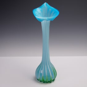 Mid Century Modern Cased Glass Jack in the Pulpit Vase