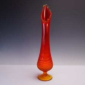 Vintage Amberina Hobnail Glass Vase