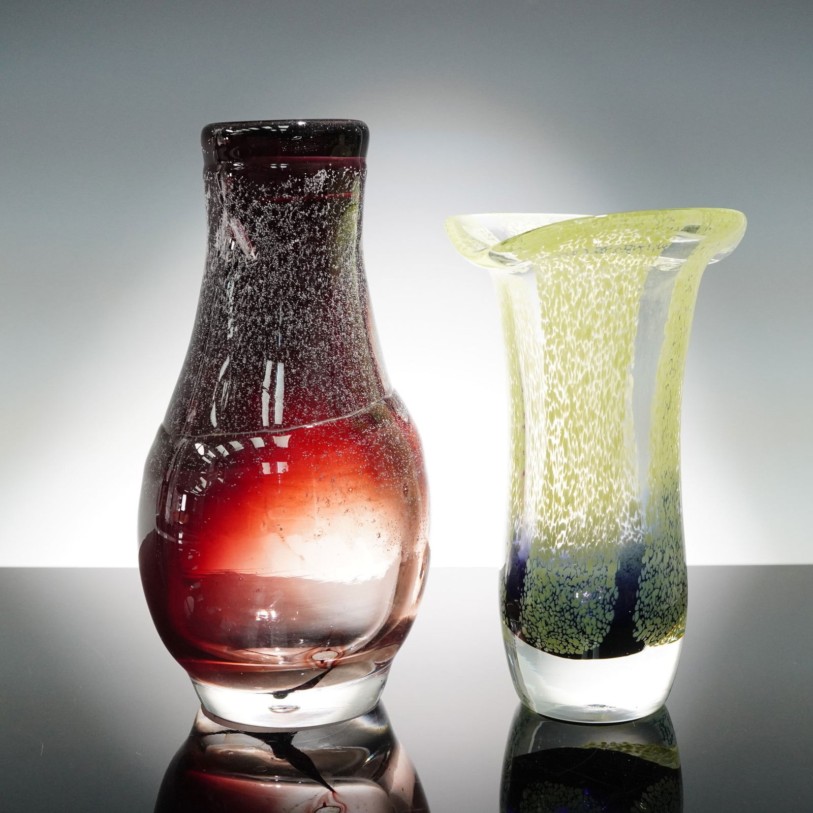 2pc Studio Art Glass Vases, Including one Signed by Frank R. Glick (1 of 7)