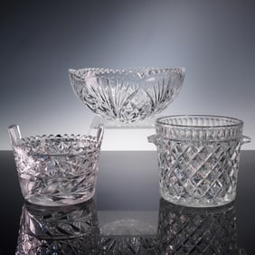 3pc Crystal Lot, Nachtmann Bowl and Two Buckets