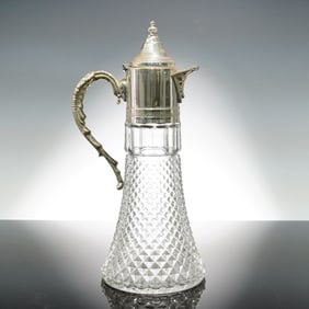 Victorian-Style Silver Plated Crystal Claret Jug / Wine Decanter