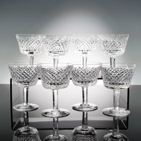 8pc Waterford Crystal Champagne Tall Sherbet Glasses, Alana