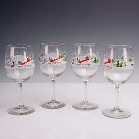 4pc Lenox Sleighride Holiday Wine Goblet Set