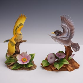 Pair of Andrea J. Sadek Porcelain Figurines, Warbler and Robin