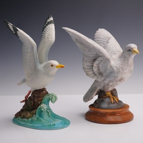 2pc Porcelain Bird Figurines, Andrea Herring Gull & Dove