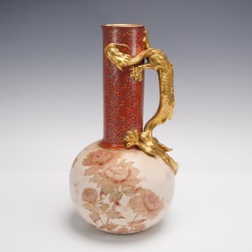 Japanese Satsuma Style Dragon Handle Vase