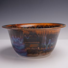 Studio Art Pottery Bowl, Signed Hannes Drip Glaze