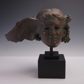 Mid-Century Bronze Head of Hypnos, After the British Museum