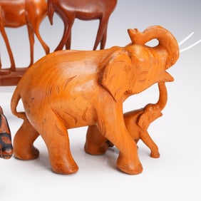 13pc African Carved Wood Animal Figures