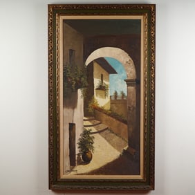 Manuel Toapanta Ronquillo, Oil on Canvas Painting, Passageway, Signed