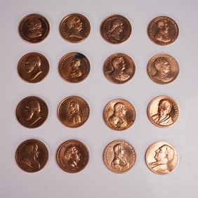 16pc U.S. Presidential Bronze Commemorative Medals, Peace & Friendship