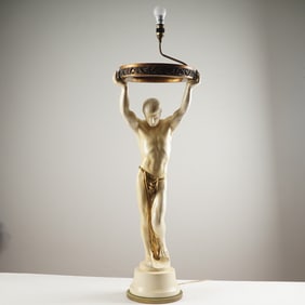 Art Deco Style Male Nude Floor Lamp