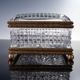 French Antique Bronze and Crystal Casket Chest Box