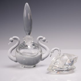 2pc Decorative Swan-Themed Glass Items