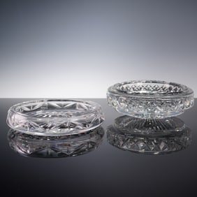 2pc Waterford Crystal Ashtrays, Cut Glass Design