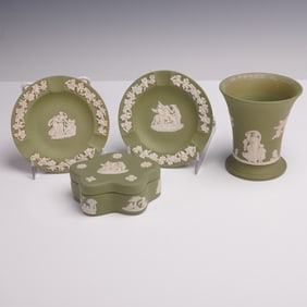 4pc Wedgwood Jasperware Sage Green Collection
