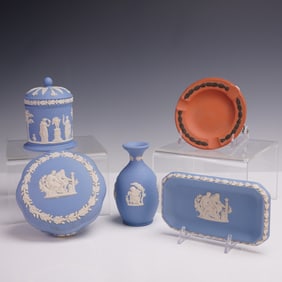 6pc Wedgwood Jasperware Assorted Vase, Jar & Box Group