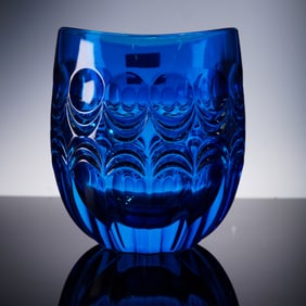 Marquis by Waterford Crystal Vase, Primrose Cobalt