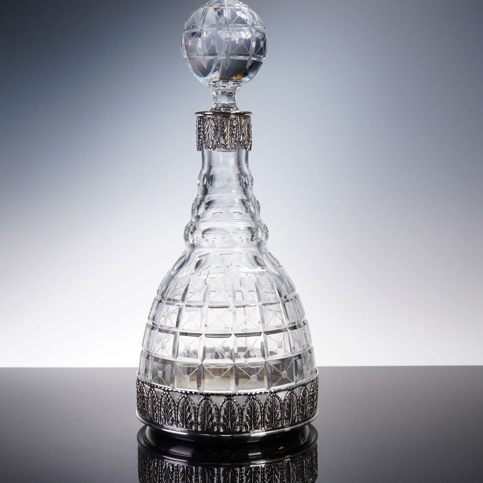 Corbell & Company Silver Plated and Cut Glass Decanter with Stopper (1 of 9)