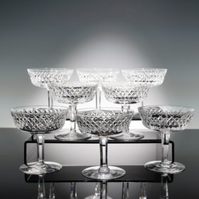 8pc Waterford Crystal Champagne Coupe Glasses, Alana