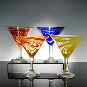 4pc Giant Swirl Cocktail Glasses, Hecho en Mexico