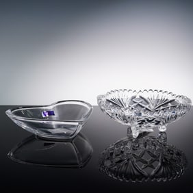 2pc Marquis by Waterford Crystal Dishes, Heart & Footed Bowls