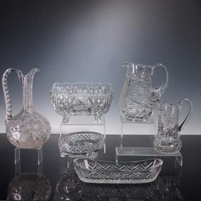 6pc Assorted Cut Crystal Serveware, Incl. Waterford Celery Bowl