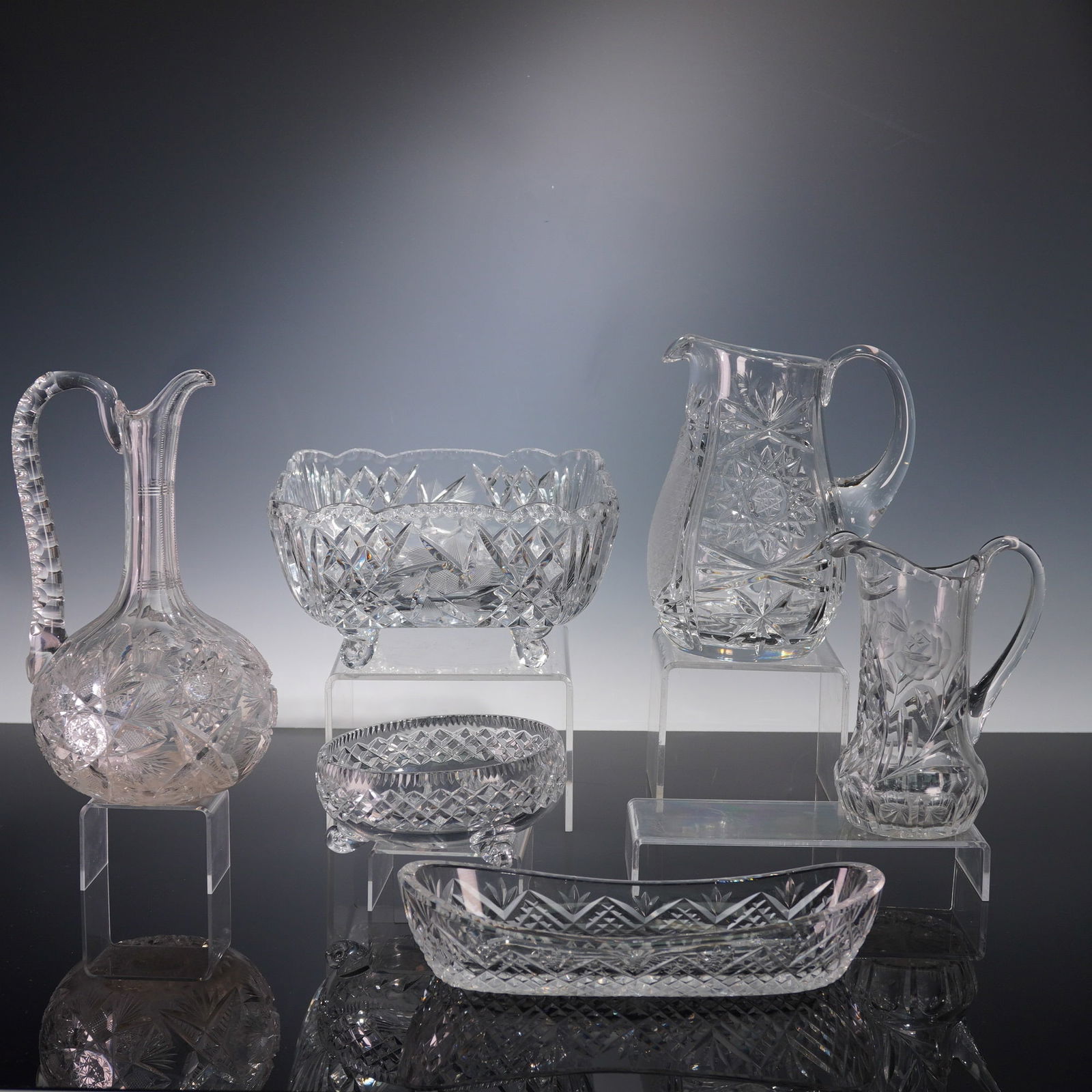6pc Assorted Cut Crystal Serveware, Incl. Waterford Celery Bowl (1 of 8)