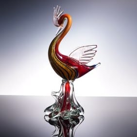 Murano Style Art Glass Figurine, Multicolor Phoenix Bird