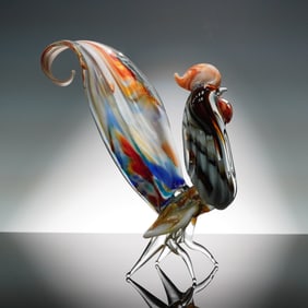 Vintage Art Glass Rooster Figurine