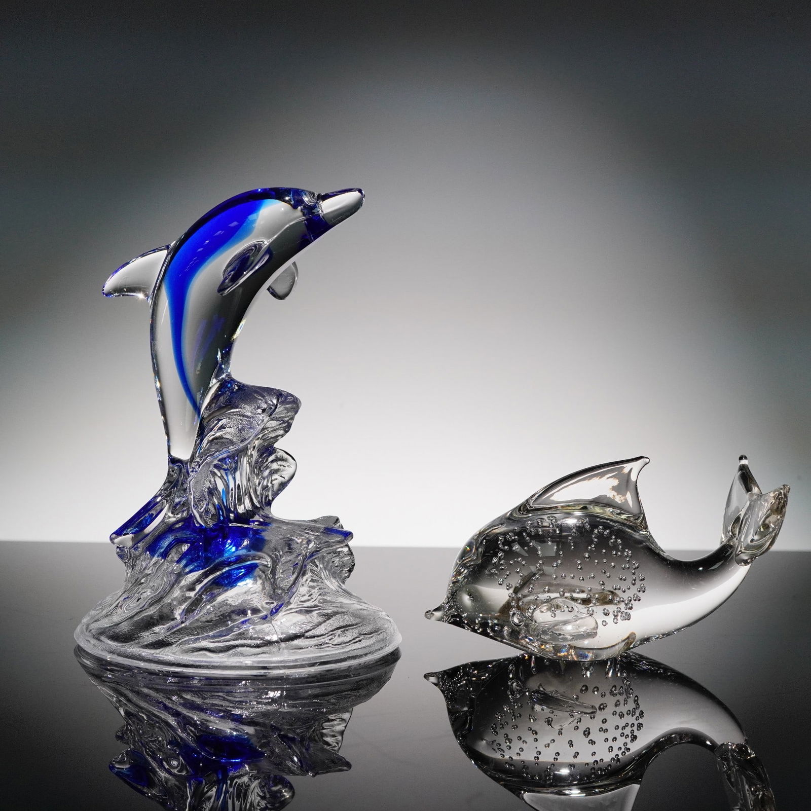 2pc Art Glass Dolphin Sculptures (1 of 6)