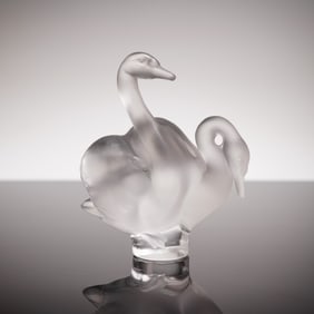 Lalique Crystal Two Swans Paperweight