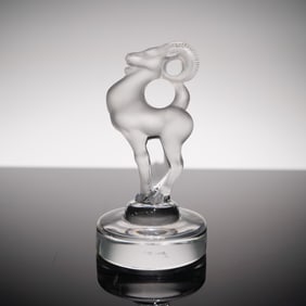 Lalique France "Bastia" Crystal Ram Paperweight