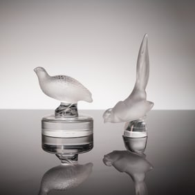 2pc Lalique Crystal Animal Car Mascot Paperweights